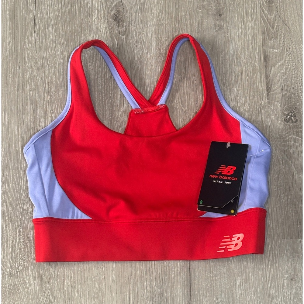 New Balance Tech Train Sports Bra Red Purple WB21468 Racerback Womens S NWT